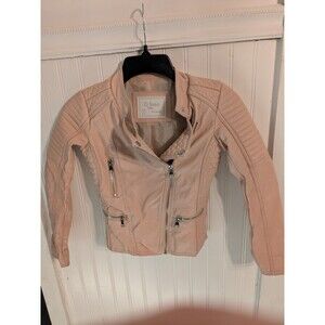 Girls Blush Pink Moto Jacket Size 7 Faux Leather Stylish